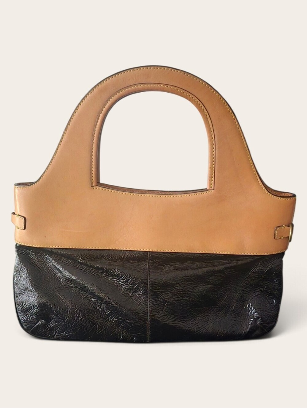 Etienne Aignee Privee Leather Tote Bag Black Tan Classic Size Large Event